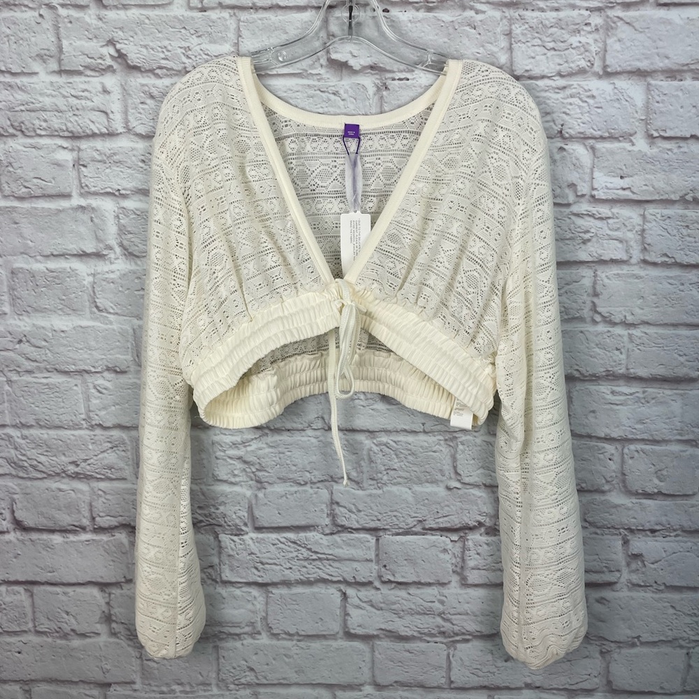 Yitty White Knit Slip Plunge Crop Top Size 1X NWT! - Picture 2 of 7
